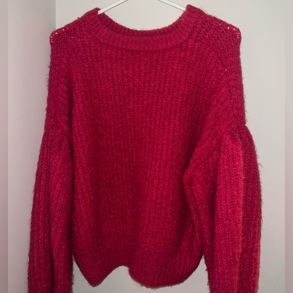 A New Day Raspberry Sweater with Balloon Sleeves!
